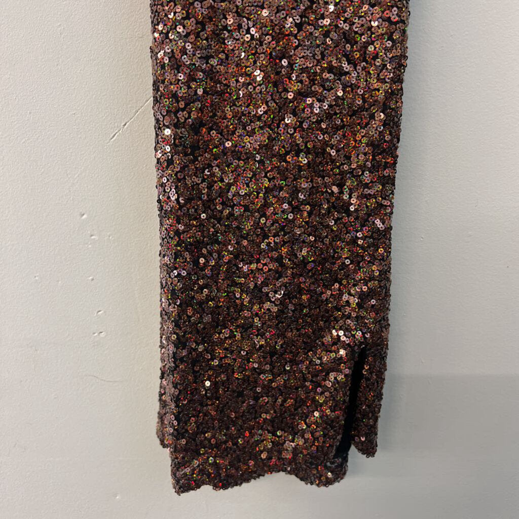 City Studio Brown Iridescent Sequin Short Formal Dress 0