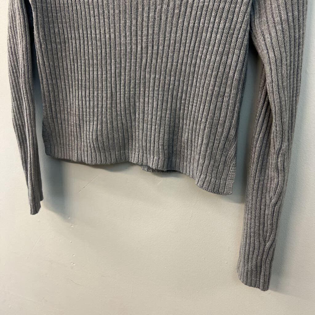 Wild Fable Grey Knit Cropped Long Sleeve Sweater Top Small