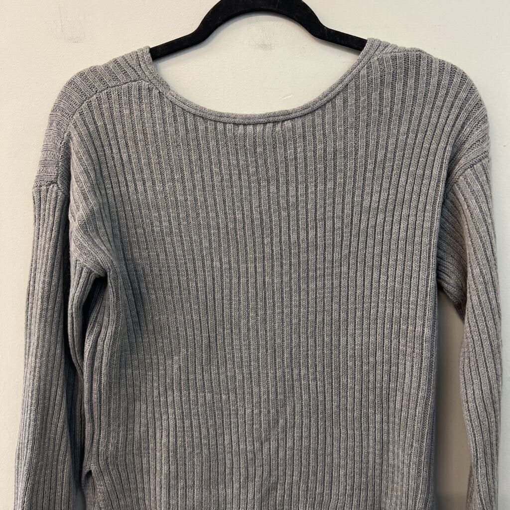 Wild Fable Grey Knit Cropped Long Sleeve Sweater Top Small