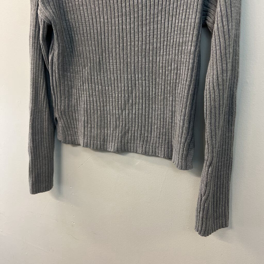 Wild Fable Grey Knit Cropped Long Sleeve Sweater Top Small