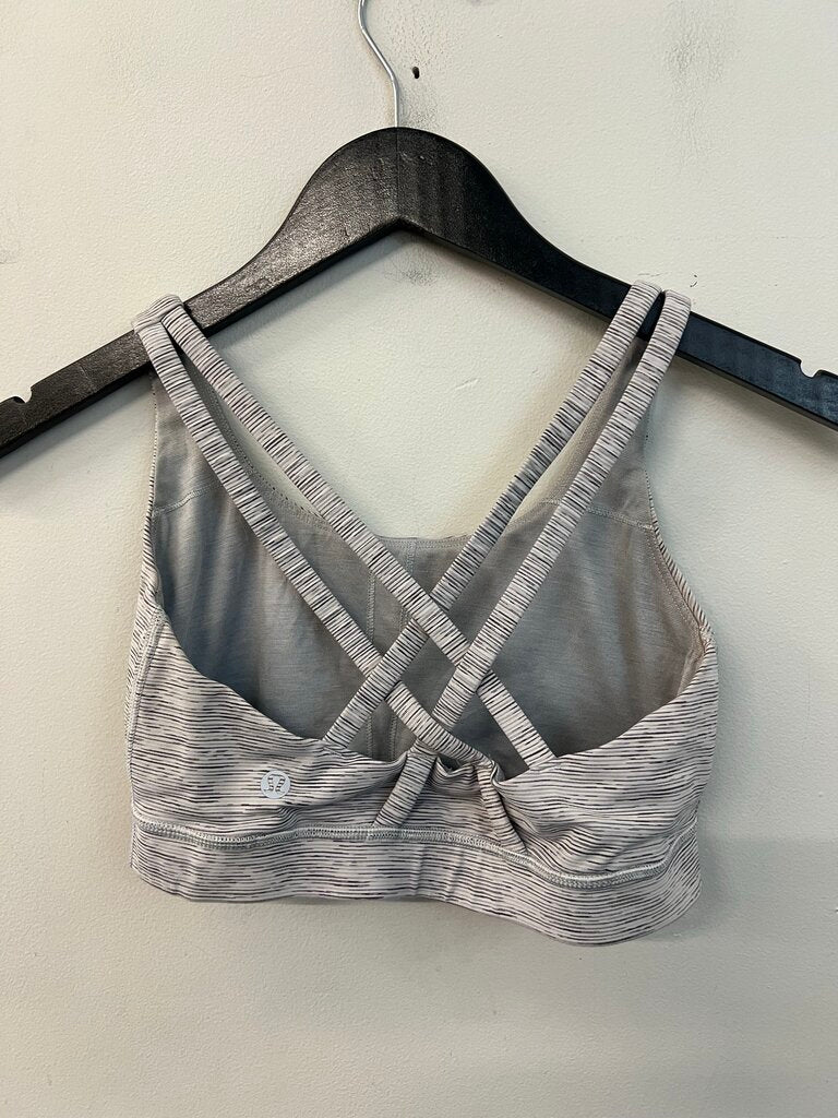Lululemon White/ Black Striped Sports Bra 6