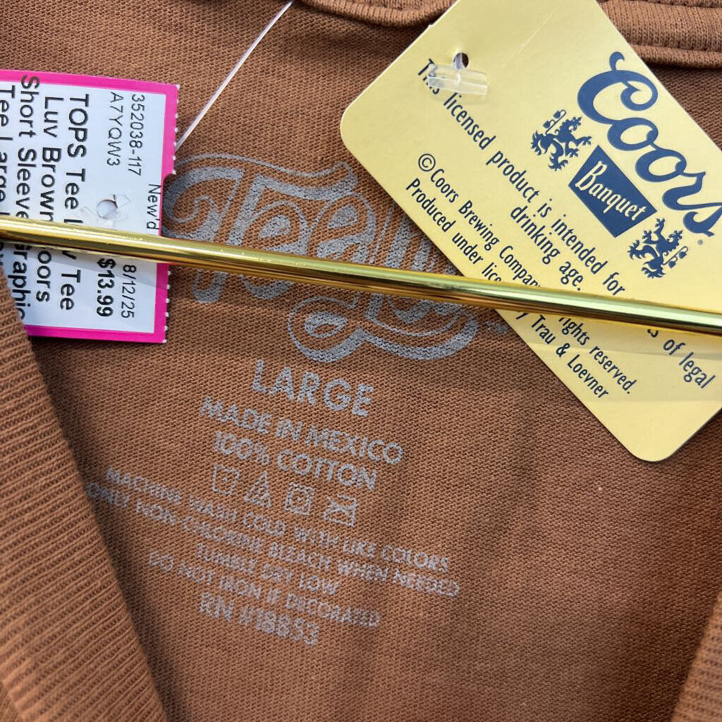 Tee Luv Brown Coors Short Sleeve Graphic Tee Large