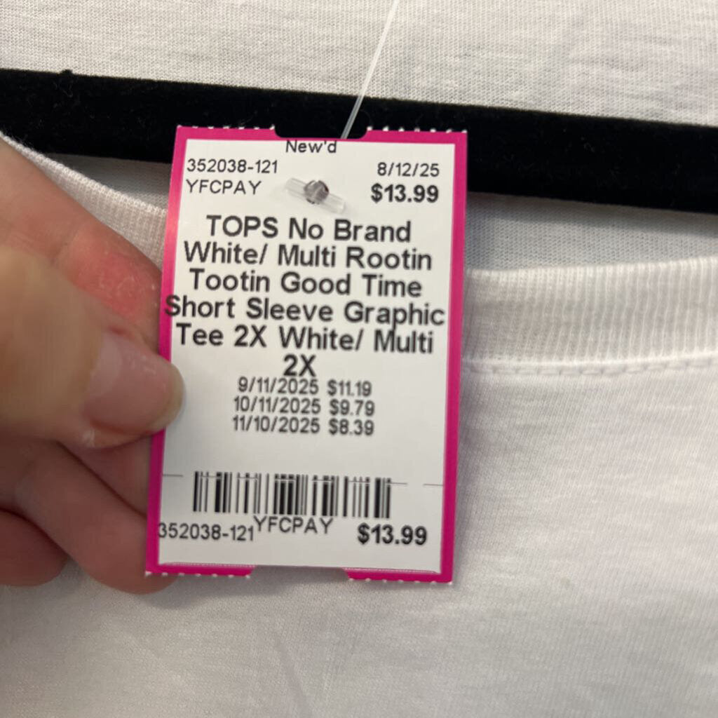 White/ Multi Rootin Tootin Good Time Short Sleeve Graphic Tee 2X