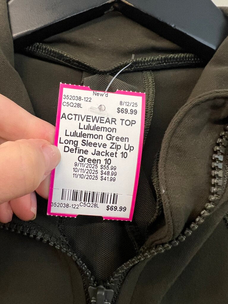 Lululemon Green Long Sleeve Zip Up Define Jacket 10