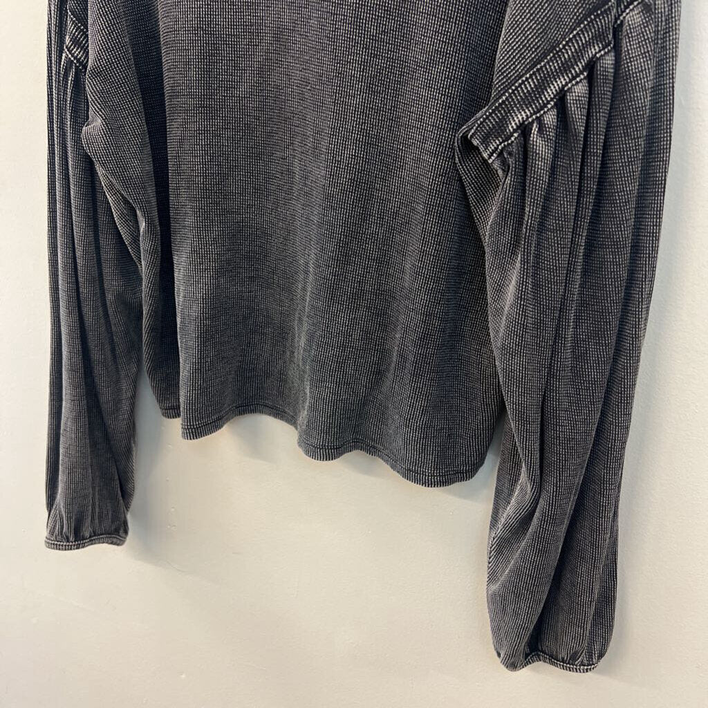 Z Supply Black/ Grey Textured Long Sleeve Top Large