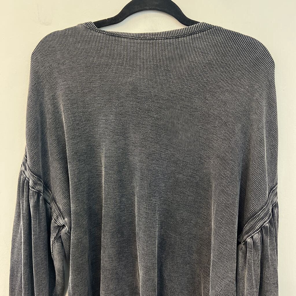 Z Supply Black/ Grey Textured Long Sleeve Top Large