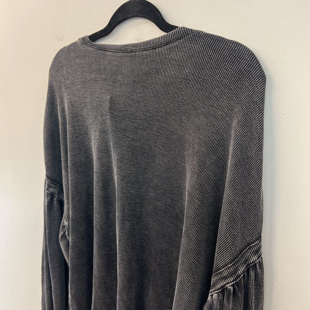 Z Supply Black/ Grey Textured Long Sleeve Top Large