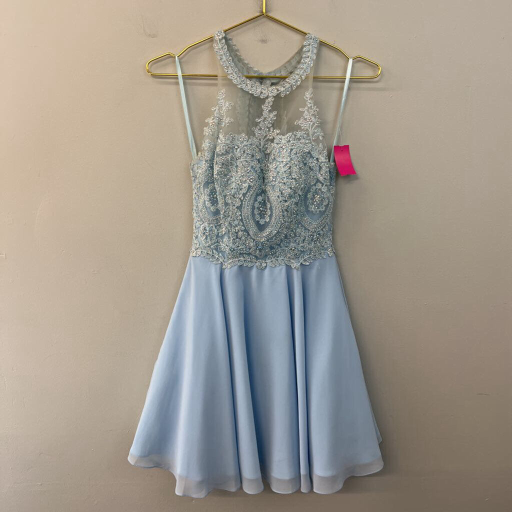 Dancing Queen Blue Lace Top Short Formal Dress Extra Small