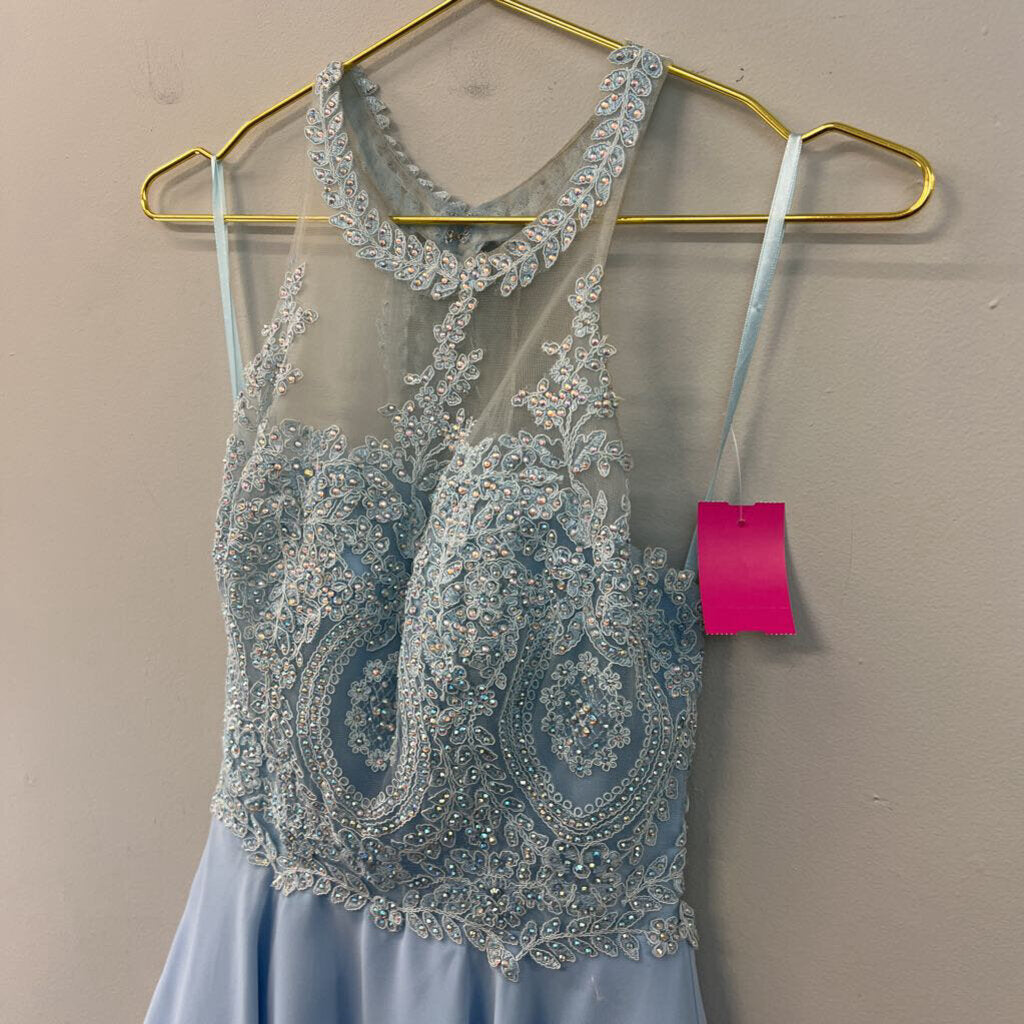 Dancing Queen Blue Lace Top Short Formal Dress Extra Small