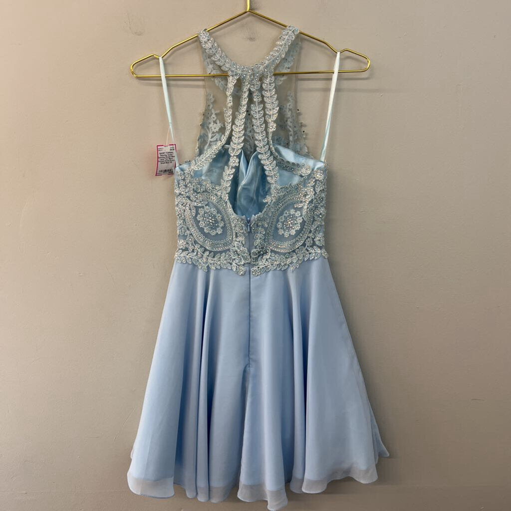 Dancing Queen Blue Lace Top Short Formal Dress Extra Small