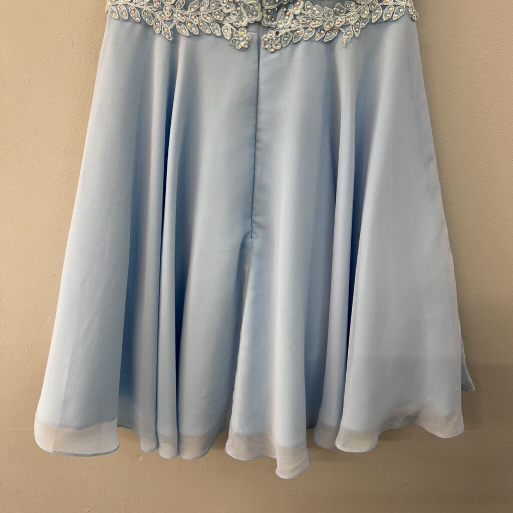 Dancing Queen Blue Lace Top Short Formal Dress Extra Small