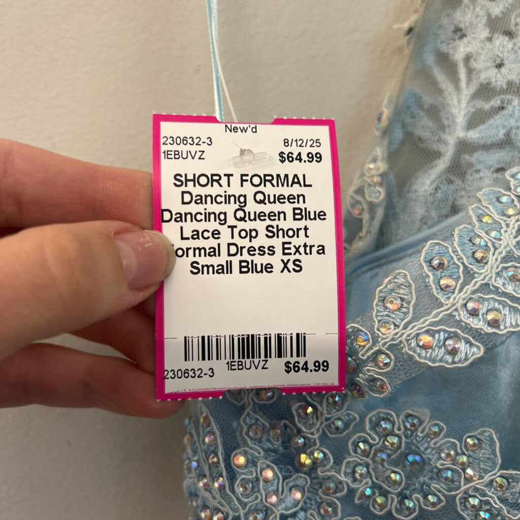 Dancing Queen Blue Lace Top Short Formal Dress Extra Small