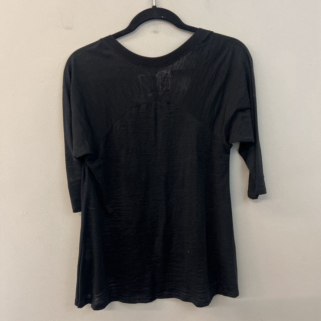 Nation Black V Neck Long Sleeve Top Extra Small