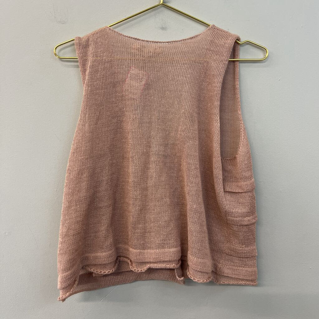 DAR Pink Knit Button Front Vest Top Small