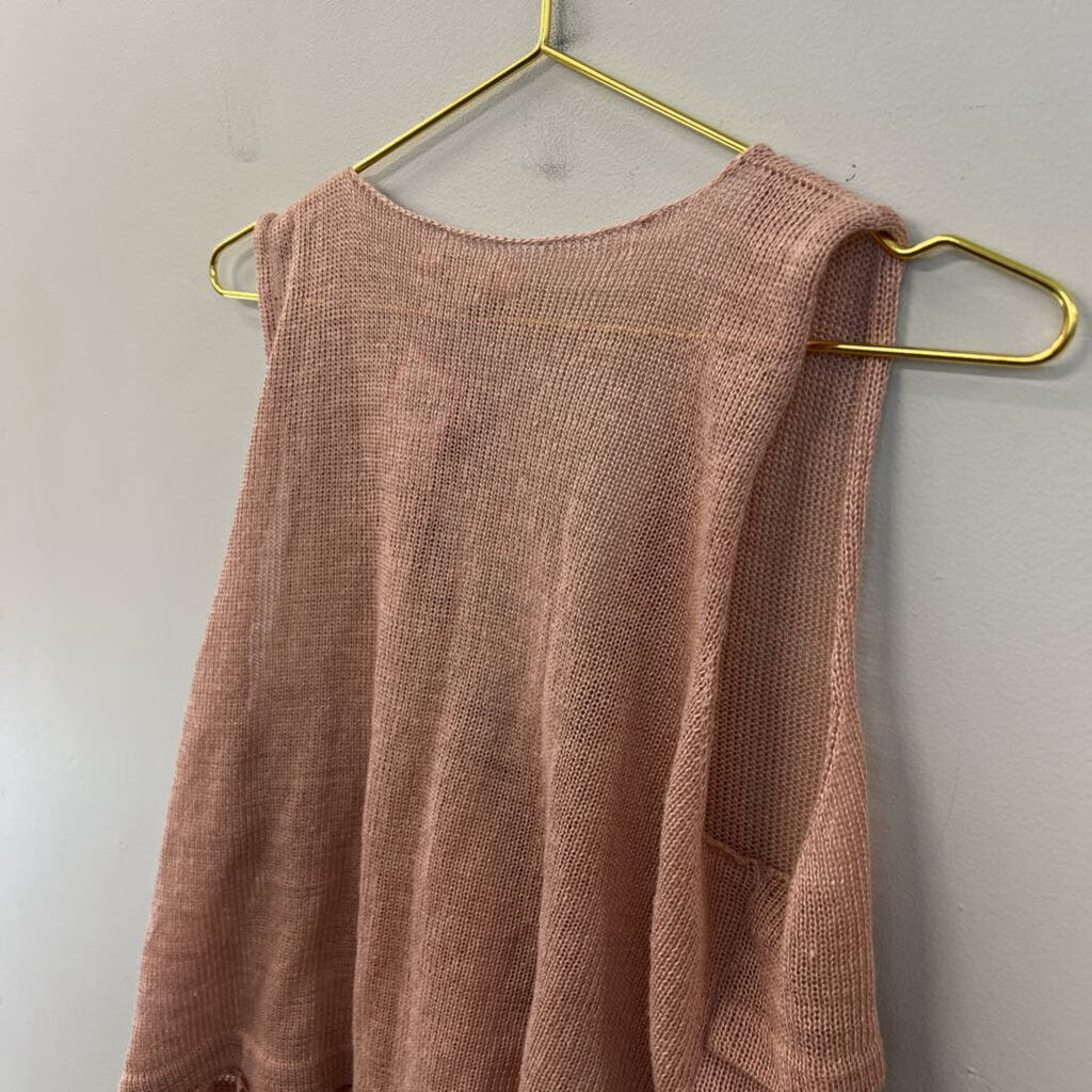 DAR Pink Knit Button Front Vest Top Small