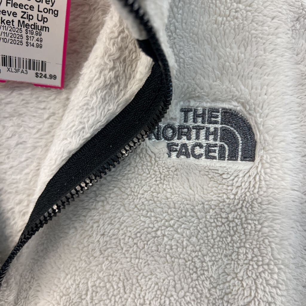 The North Face Grey Fuzzy Fleece Long Sleeve Zip Up Jacket Medium
