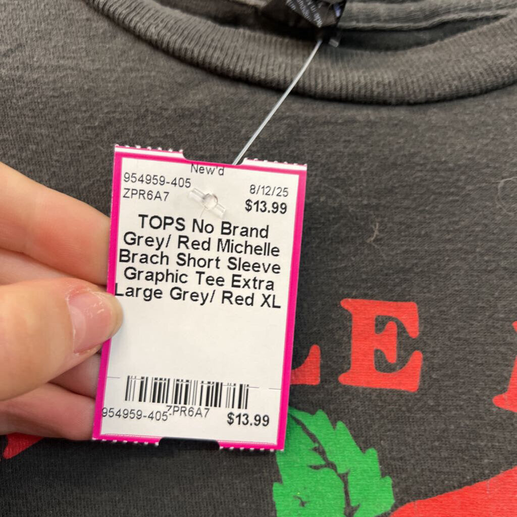Grey/ Red Michelle Brach Short Sleeve Graphic Tee Extra Large