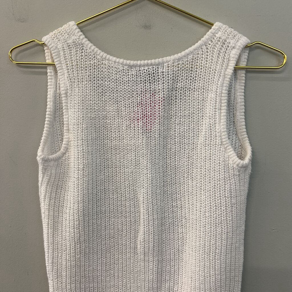 Ohi White Knit Cropped Tank Top Large