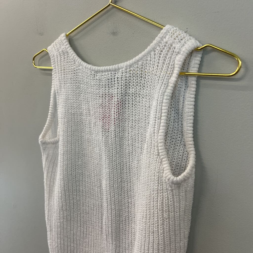 Ohi White Knit Cropped Tank Top Large