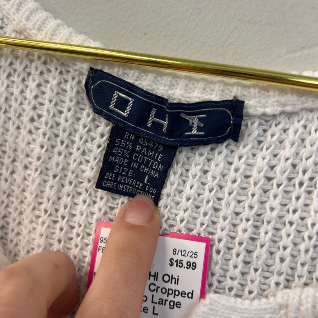 Ohi White Knit Cropped Tank Top Large