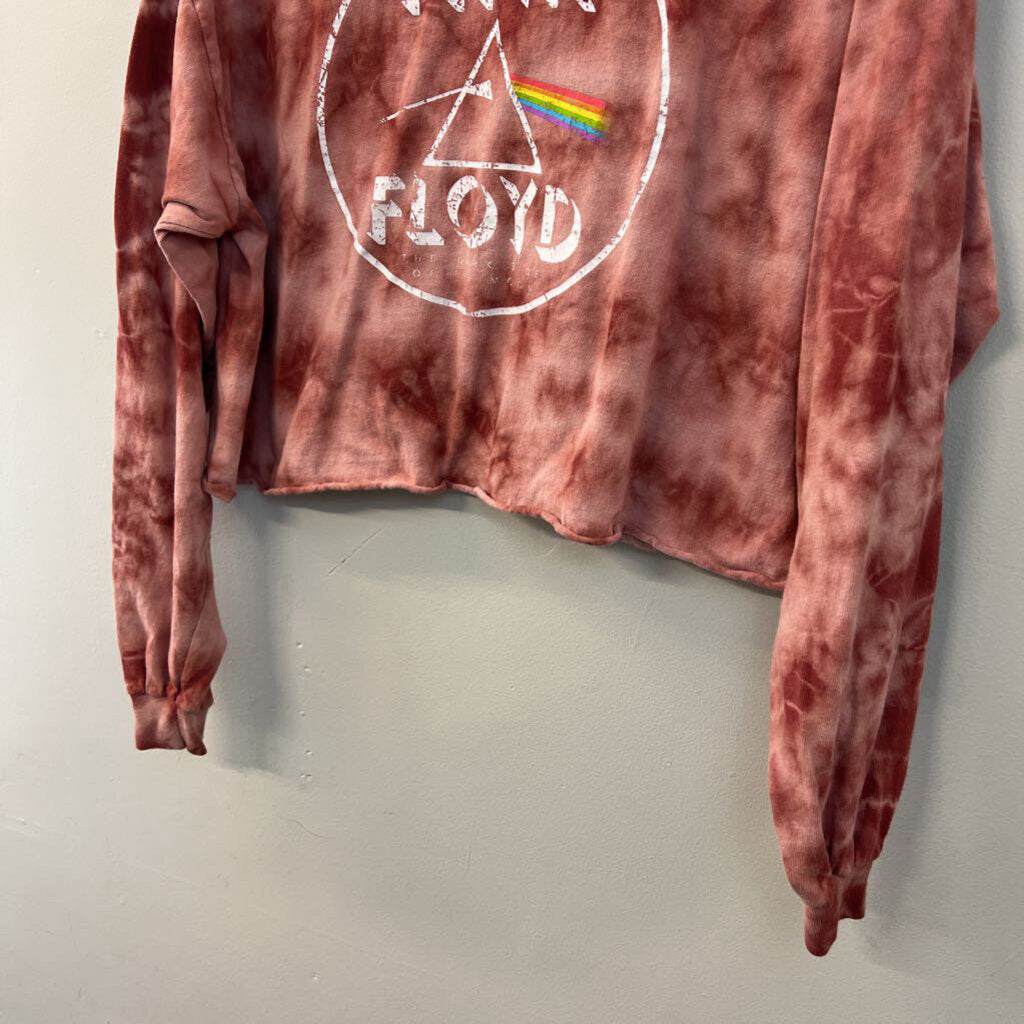 Chemistry Pink/ Red Tie Dye Cropped Pink Floyd Long Sleeve Graphic Tee Extra Large
