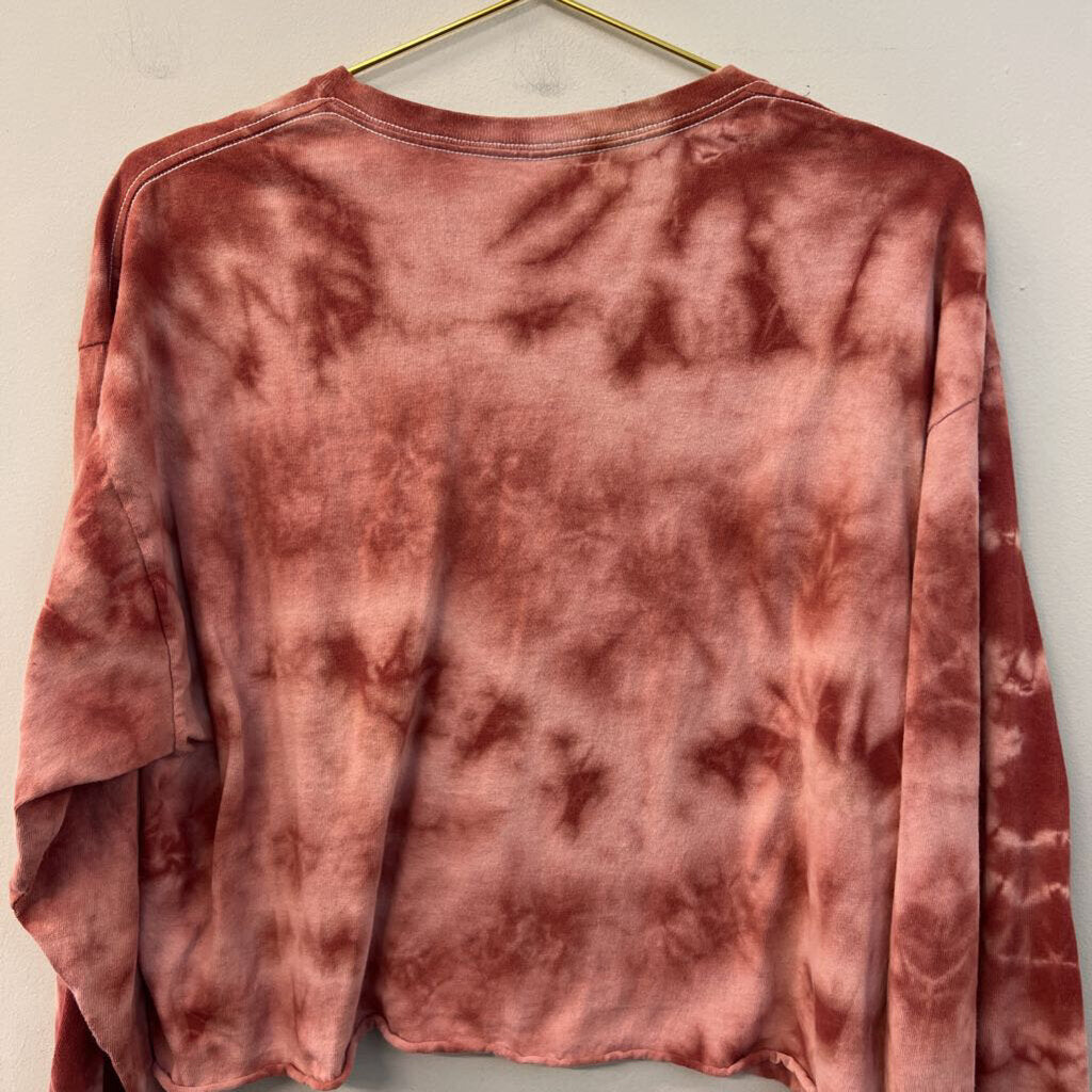 Chemistry Pink/ Red Tie Dye Cropped Pink Floyd Long Sleeve Graphic Tee Extra Large