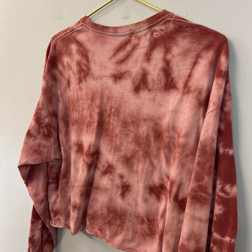 Chemistry Pink/ Red Tie Dye Cropped Pink Floyd Long Sleeve Graphic Tee Extra Large