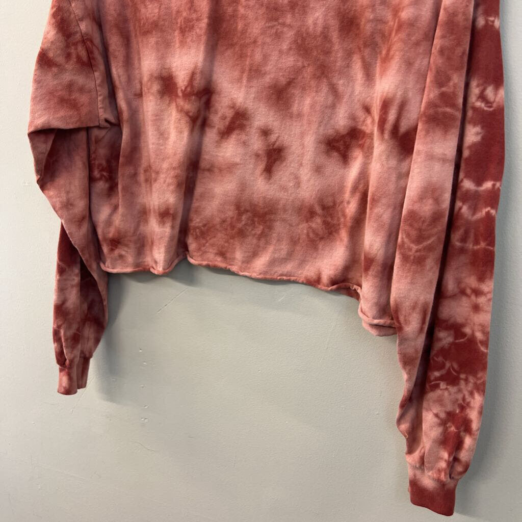 Chemistry Pink/ Red Tie Dye Cropped Pink Floyd Long Sleeve Graphic Tee Extra Large