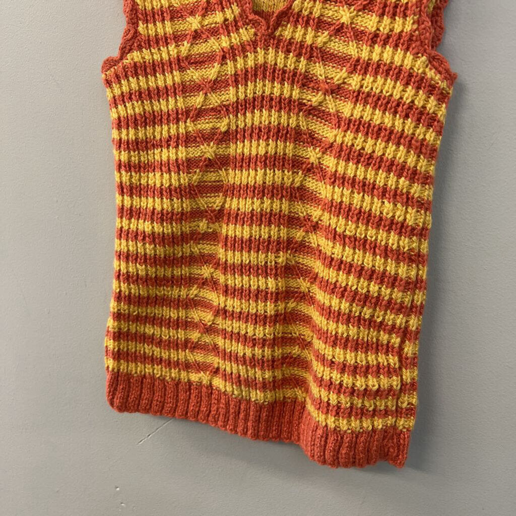 Orange/ Yellow Striped Knit Vest Top Small