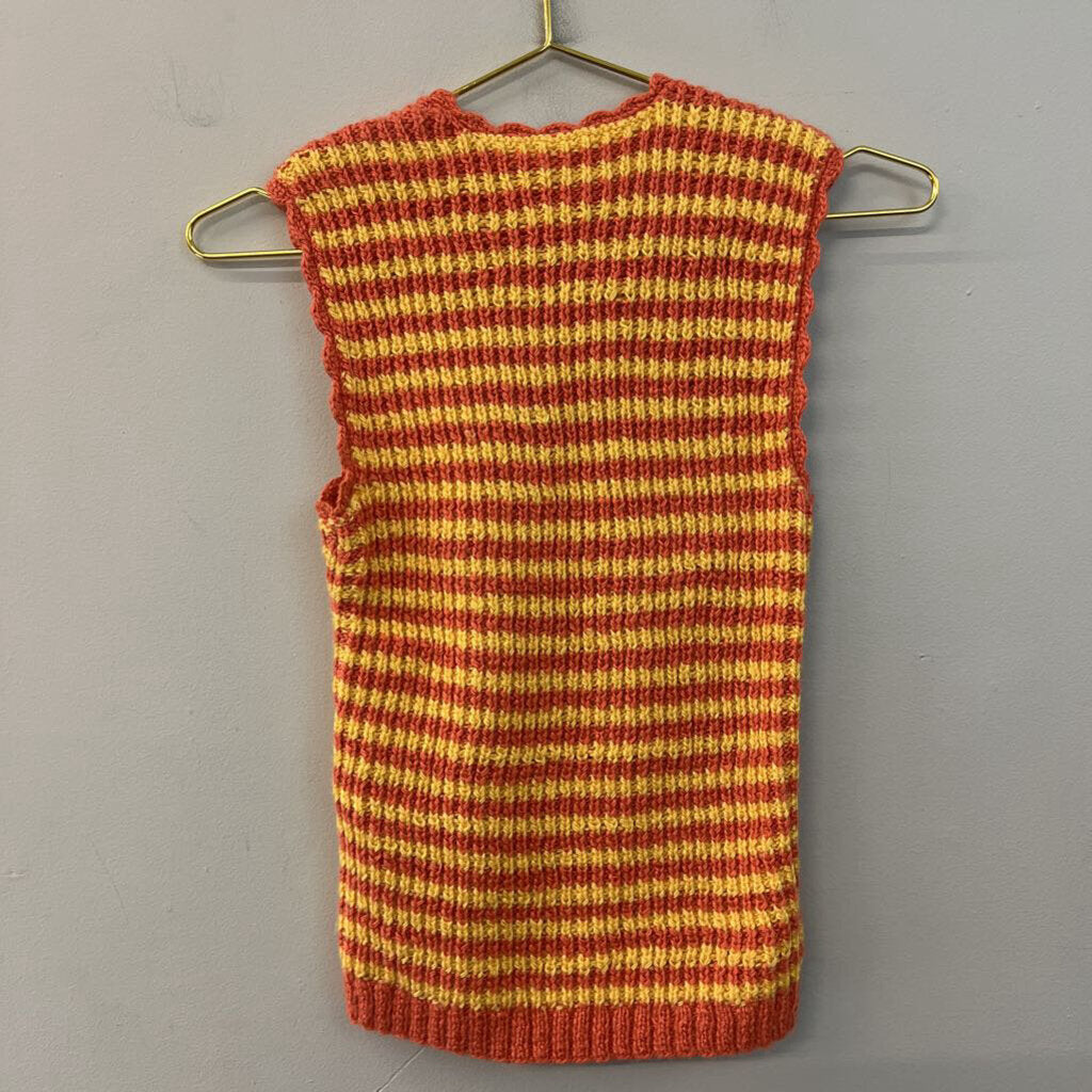 Orange/ Yellow Striped Knit Vest Top Small