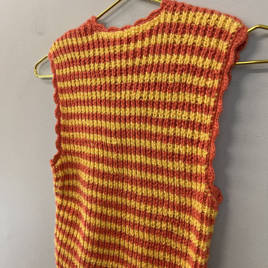 Orange/ Yellow Striped Knit Vest Top Small