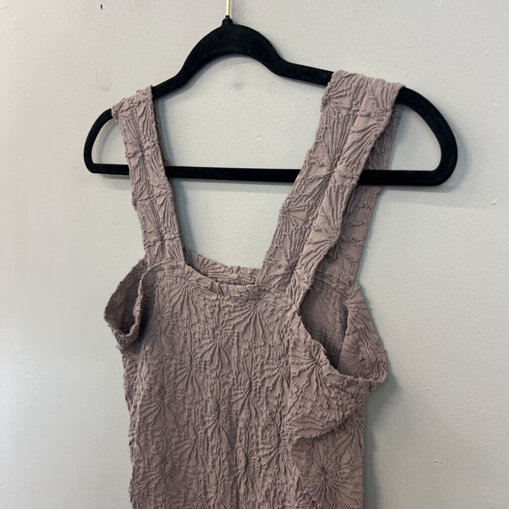 Arula Purple Textured Flower Print Stretchy Tank Top 0X/1X