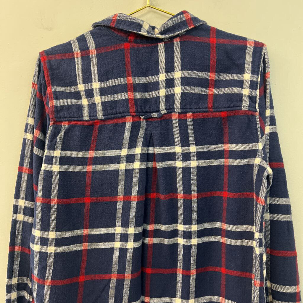 American Eagle Blue/ Multi Soft Plaid Long Sleeve Button Down Top Large