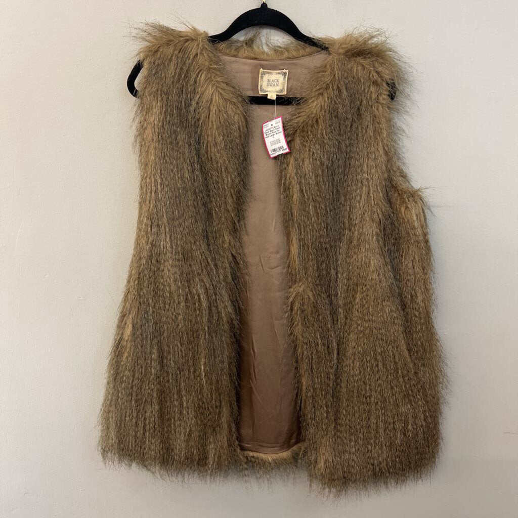 Black Swan Brown Faux Fur Vest Large
