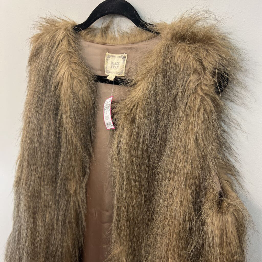 Black Swan Brown Faux Fur Vest Large