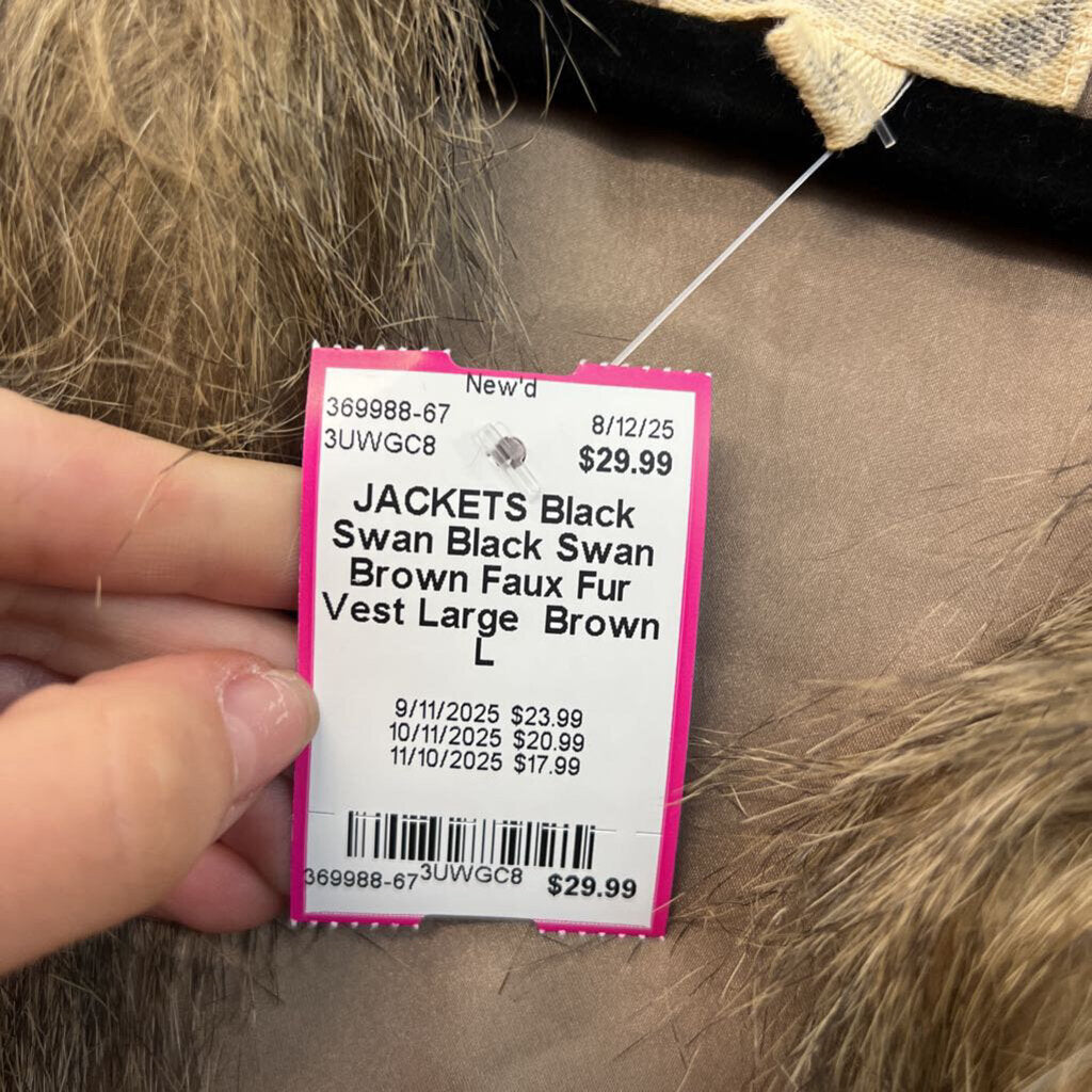 Black Swan Brown Faux Fur Vest Large