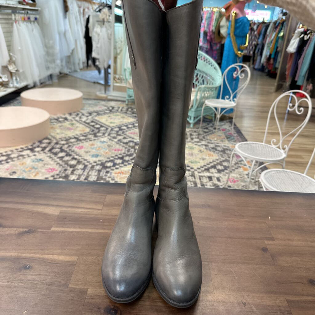 Sam Edelman Grey Leather Penny Riding Boots 7