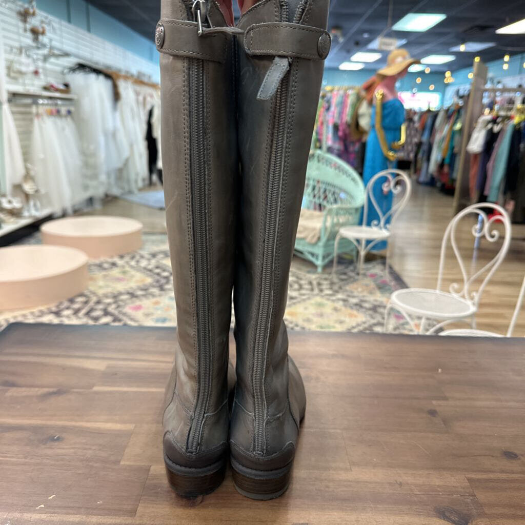 Sam Edelman Grey Leather Penny Riding Boots 7