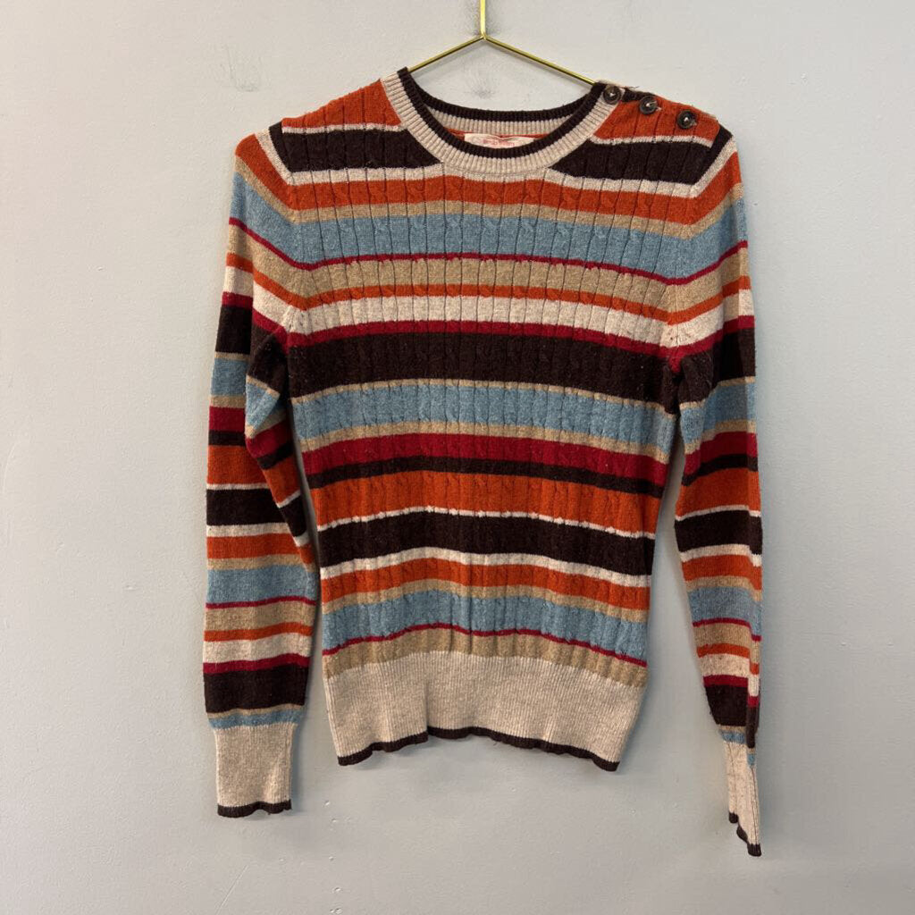 Brooks Brothers Brown/ Multi Striped Cable Knit Long Sleeve Sweater Top Small