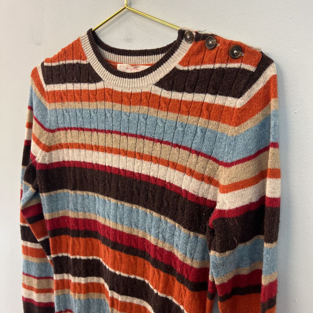 Brooks Brothers Brown/ Multi Striped Cable Knit Long Sleeve Sweater Top Small