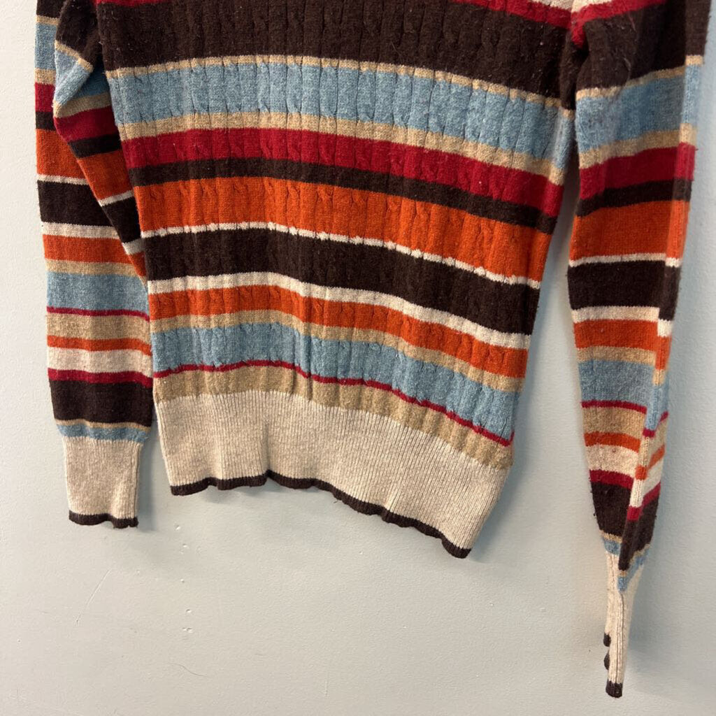 Brooks Brothers Brown/ Multi Striped Cable Knit Long Sleeve Sweater Top Small