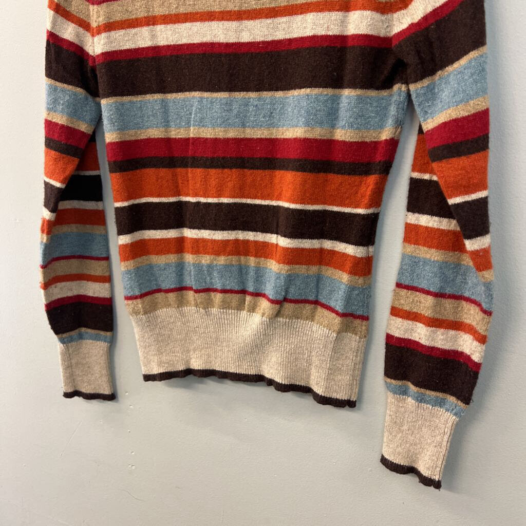 Brooks Brothers Brown/ Multi Striped Cable Knit Long Sleeve Sweater Top Small