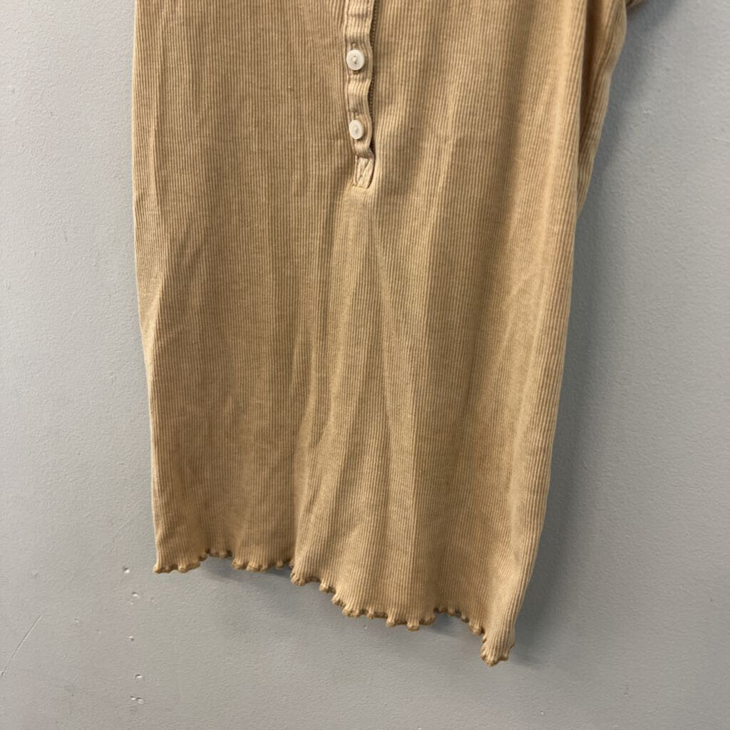 Aerie Brown Ribbed Henley Tank Top Small