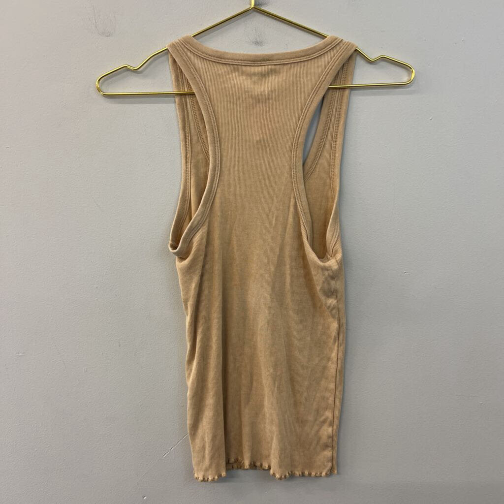 Aerie Brown Ribbed Henley Tank Top Small