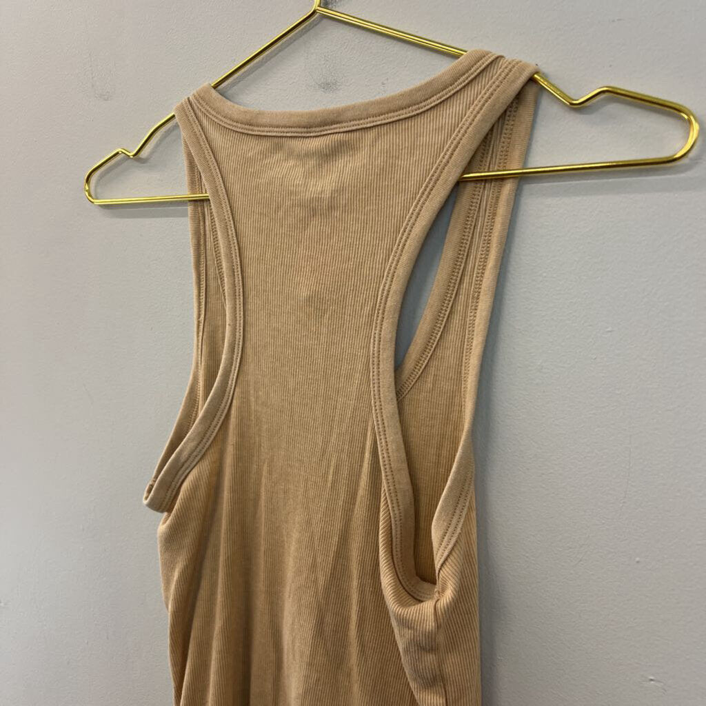 Aerie Brown Ribbed Henley Tank Top Small