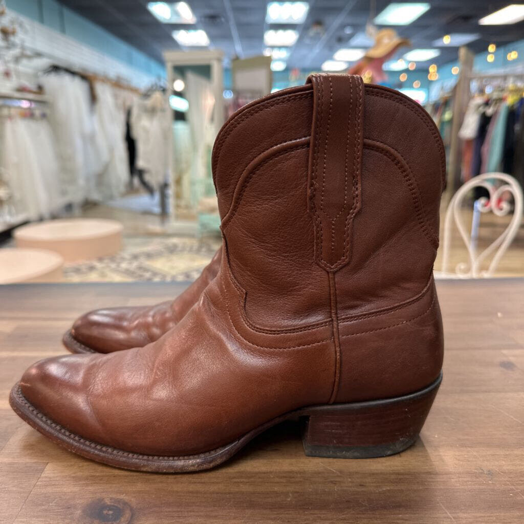 Tecovas Dark Brown Leather The Penny Ankle Boots 7