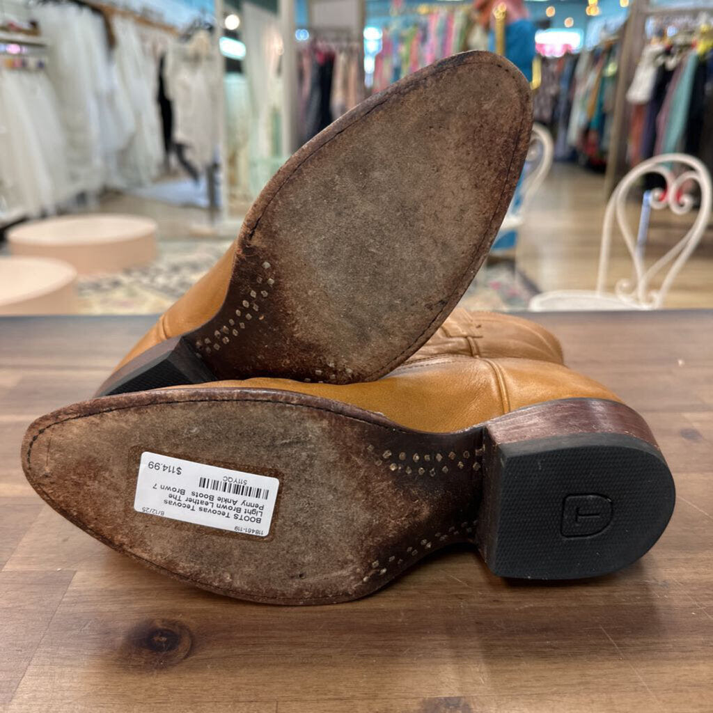 Tecovas Light Brown Leather The Penny Ankle Boots
