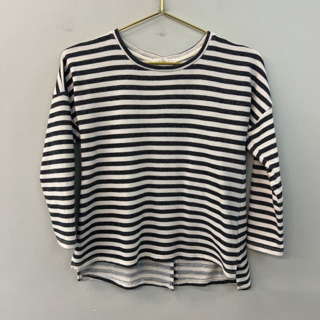 Copper Key White/ Grey Striped Long Sleeve Top Large