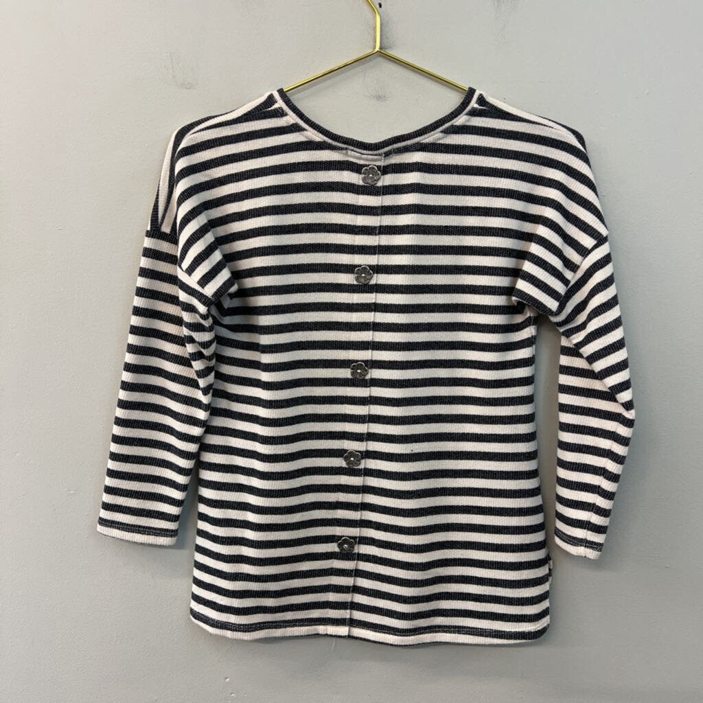 Copper Key White/ Grey Striped Long Sleeve Top Large