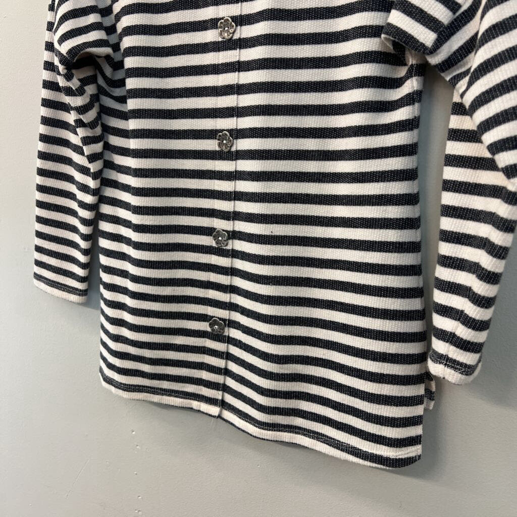 Copper Key White/ Grey Striped Long Sleeve Top Large